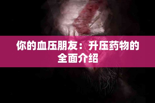 你的血压朋友：升压药物的全面介绍